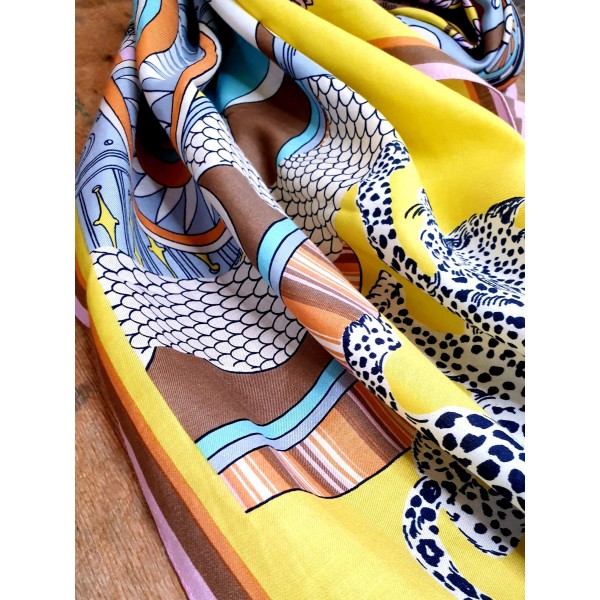 Inoui Editions šilko ir medvilnės skara TAJ YELLOW